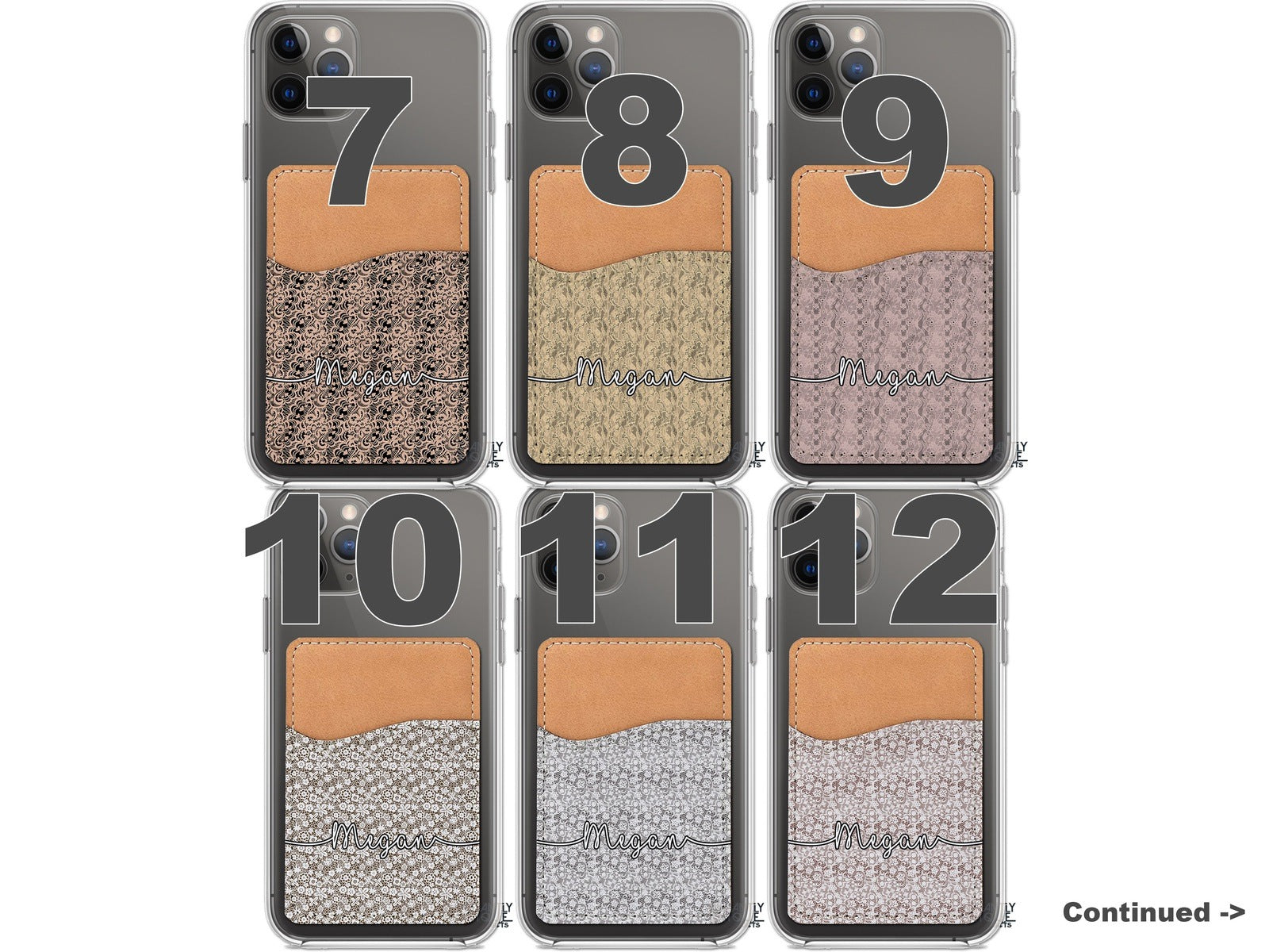 Lace Pattern Personalized Stick On Phone Wallet - Add Your Name