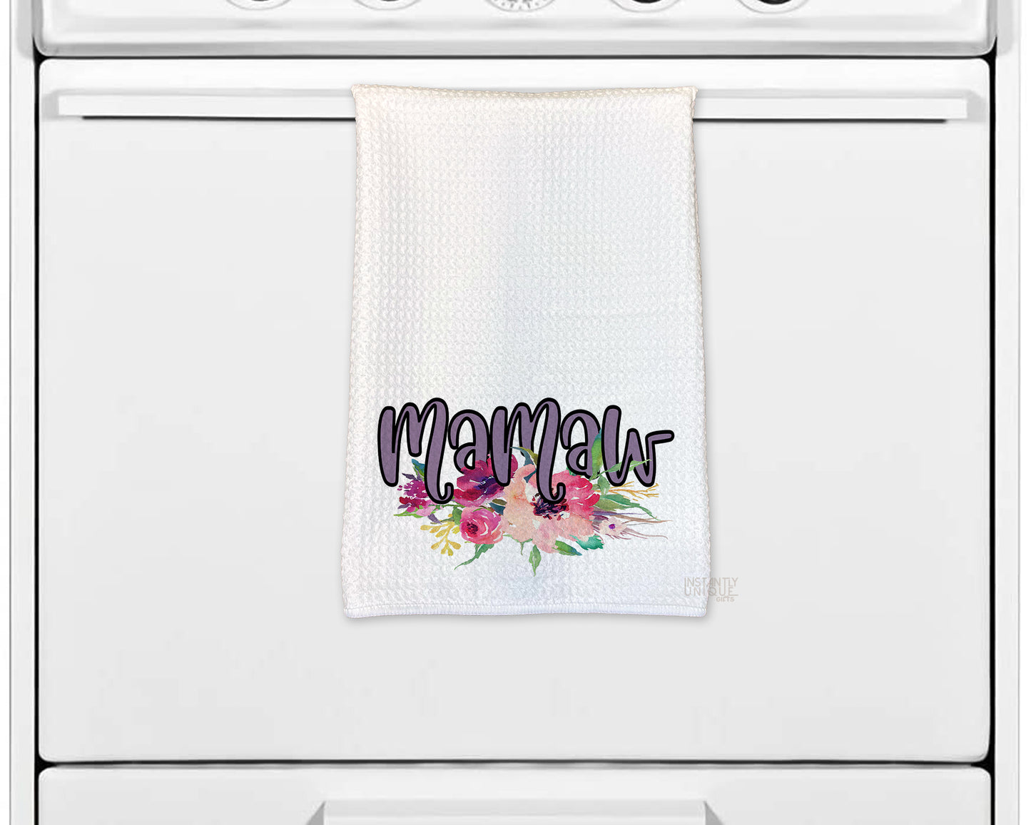 Mamaw Floral Waffle Weave Kitchen Towel