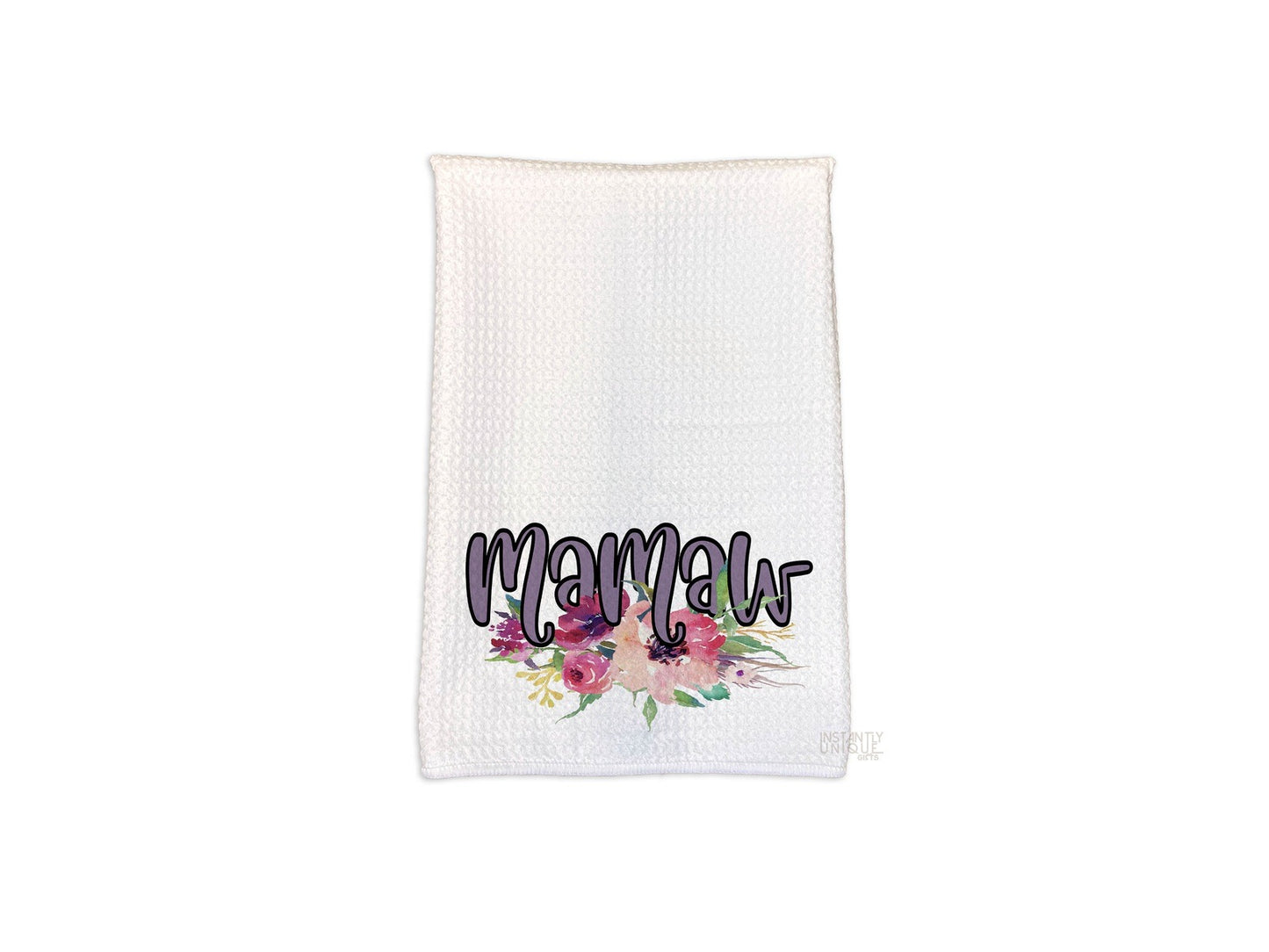 Mamaw Floral Waffle Weave Kitchen Towel