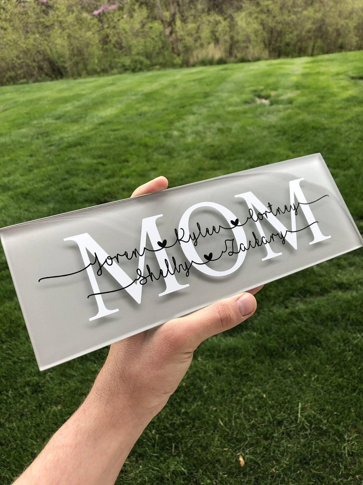 Personalized Mom Glass Tile with Names