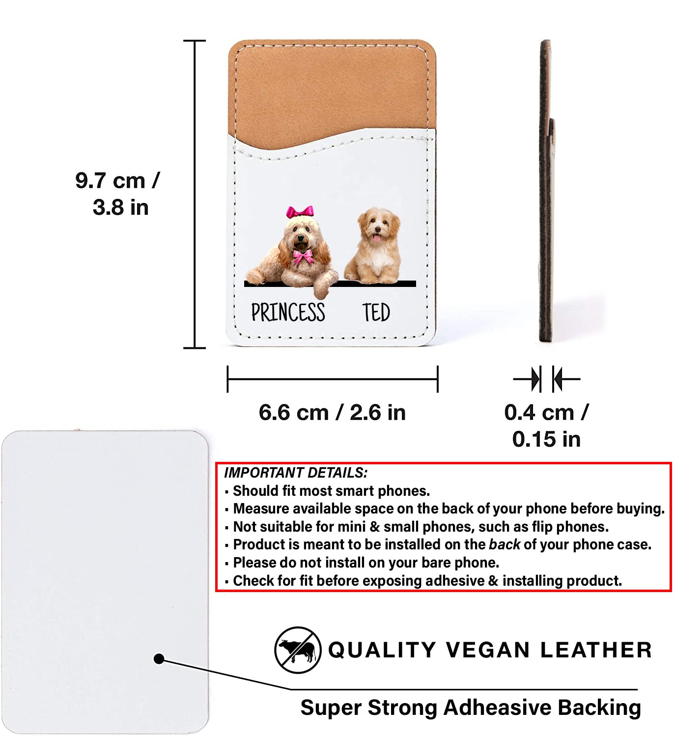 Pick Your Cute Dogs and Name - Stick On Phone Wallet - Add up to 6 dogs!