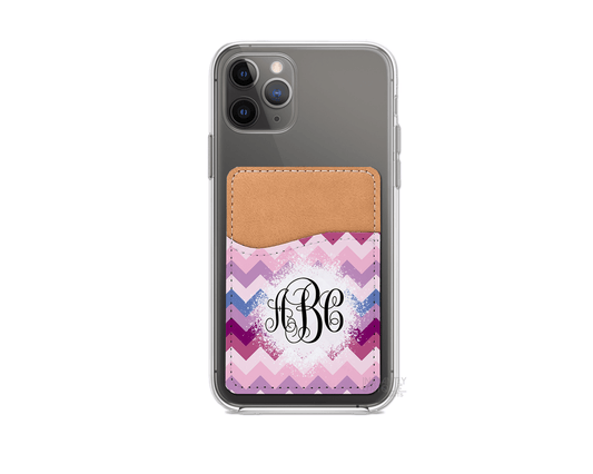 Purple Zigzag Pattern Personalized Monogram Stick On Phone Wallet - Add Your Custom Monogram