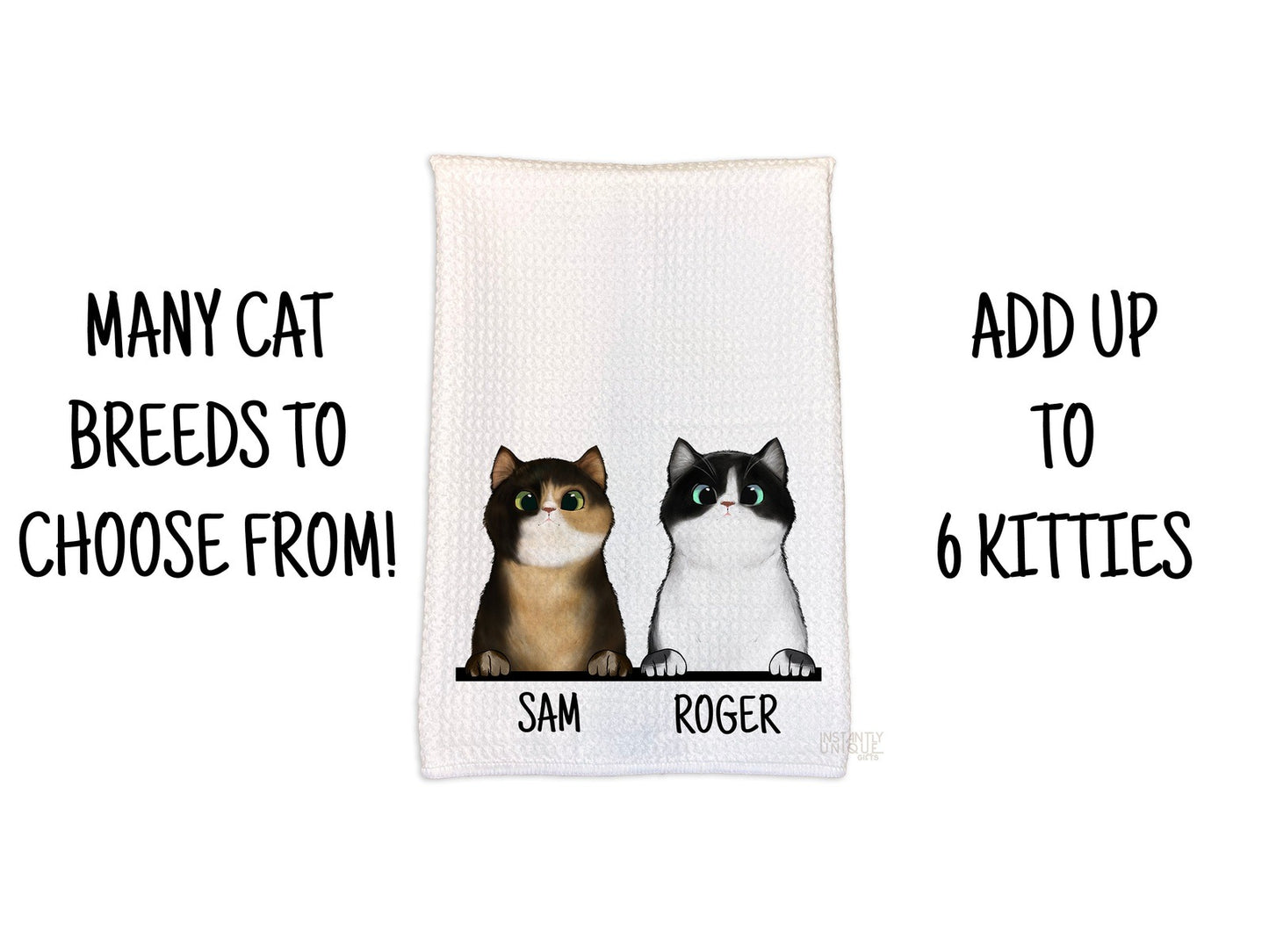 Pick Your Peeking Cats & Names Waffle Weave Kitchen Towel - Add up to 6 kitties!