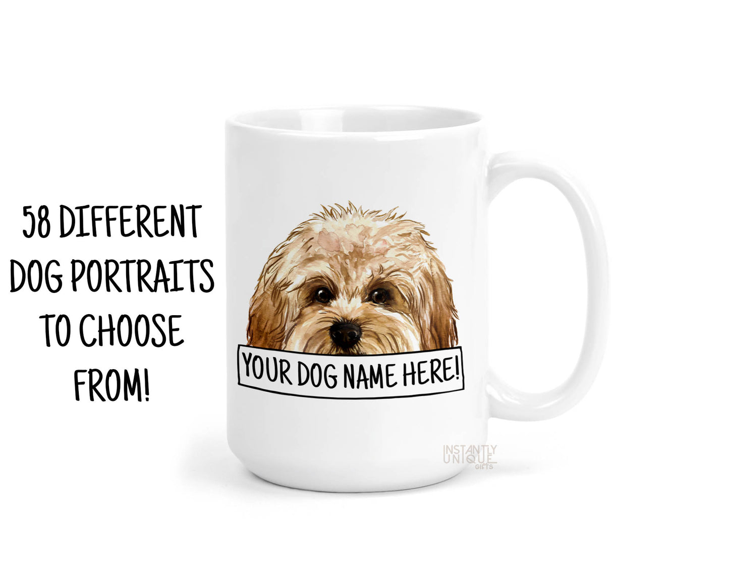 Custom Dog Photo with Name - 15oz Ceramic Coffee Mug