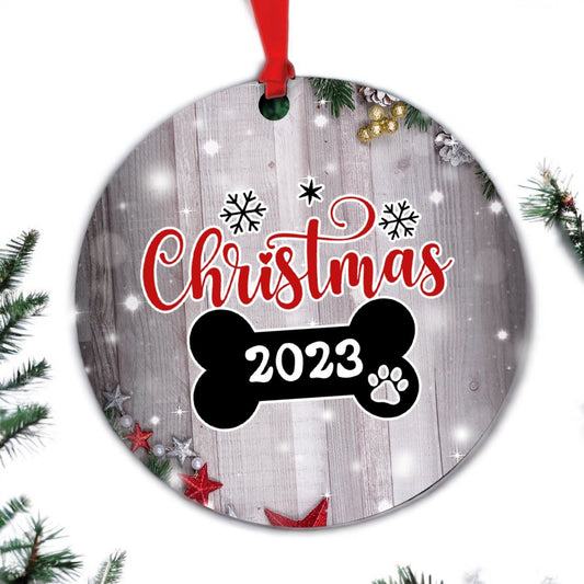 2024 Christmas Pet Bone - Double Sided Wooden Ornament