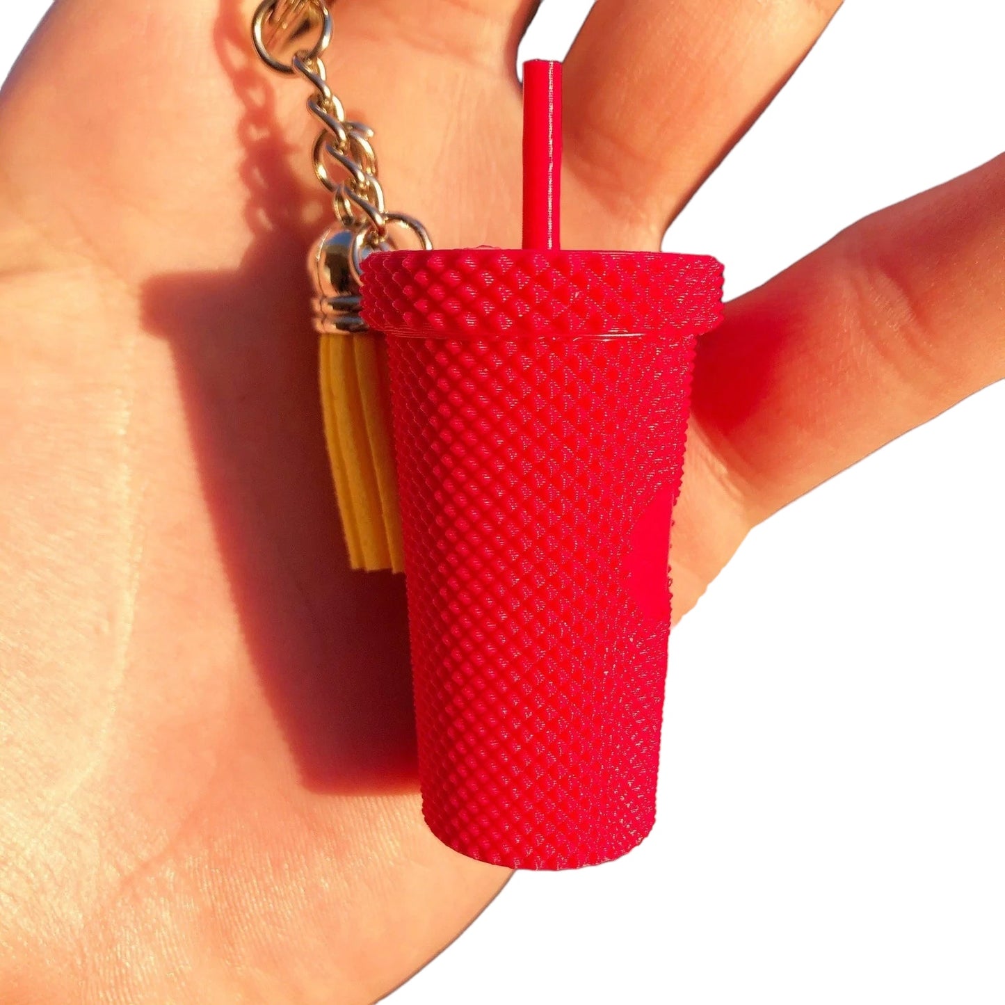 3D Printed Iced Coffee Studded Tumbler Keychain with Charm