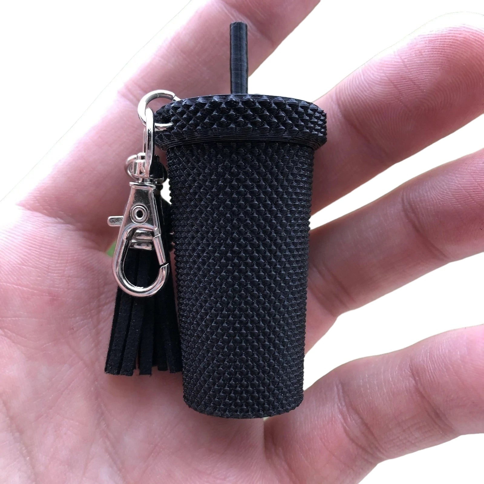 3D Printed Iced Coffee Studded Tumbler Keychain with Charm