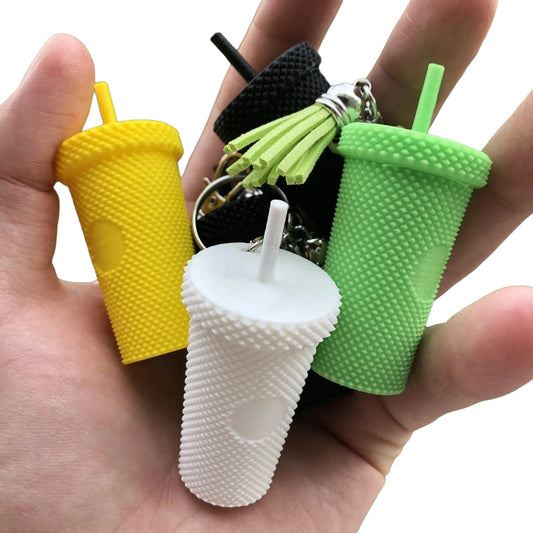 3D Printed Iced Coffee Studded Tumbler Keychain with Charm