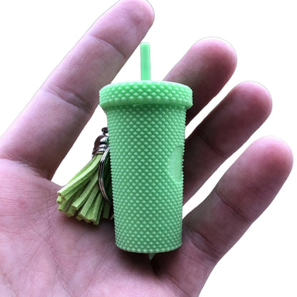 3D Printed Iced Coffee Studded Tumbler Keychain with Charm