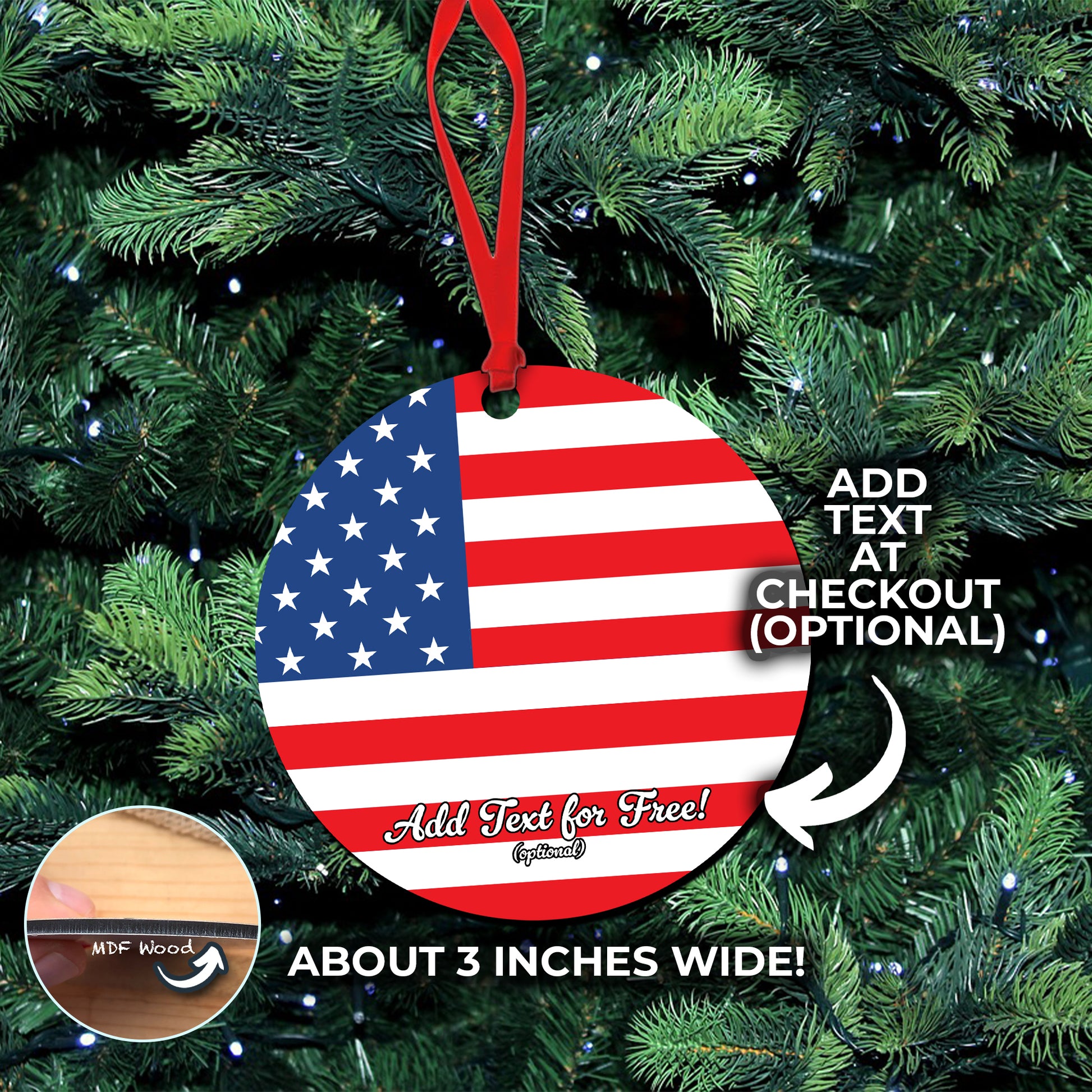 Pick Your World Flag Wooden Circle Christmas Tree Ornament