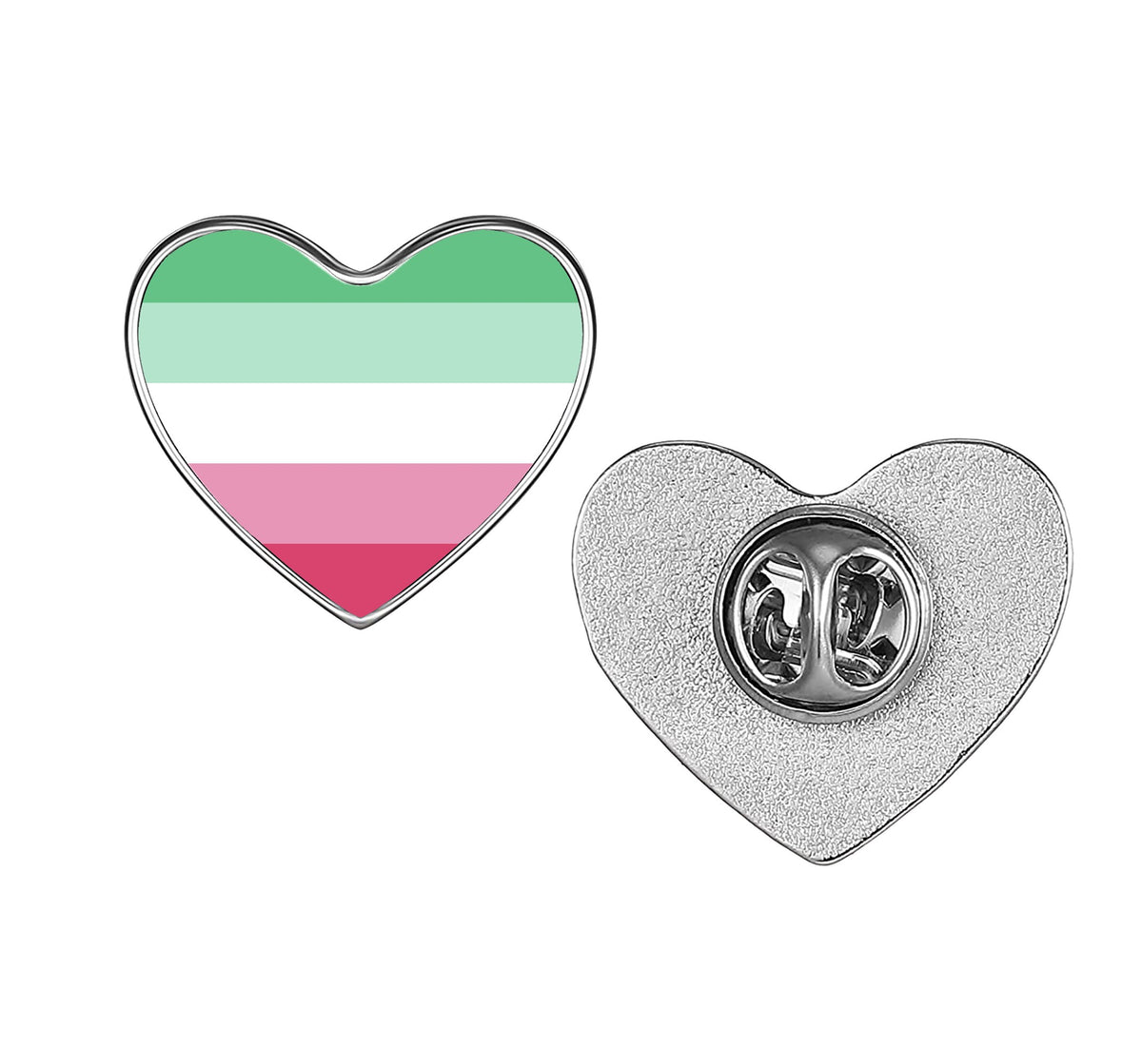 LGBT Pride Flag Pinback Button – Metal Lapel Pin in Circle, Heart or Square