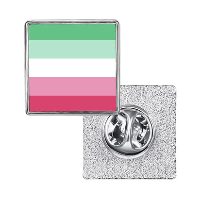 LGBT Pride Flag Pinback Button – Metal Lapel Pin in Circle, Heart or Square