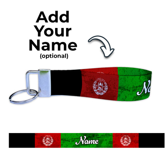 Afghanistan Artistic Ryan's Version Personalized Name Nylon Key Fob - Custom Wristlet Keychain