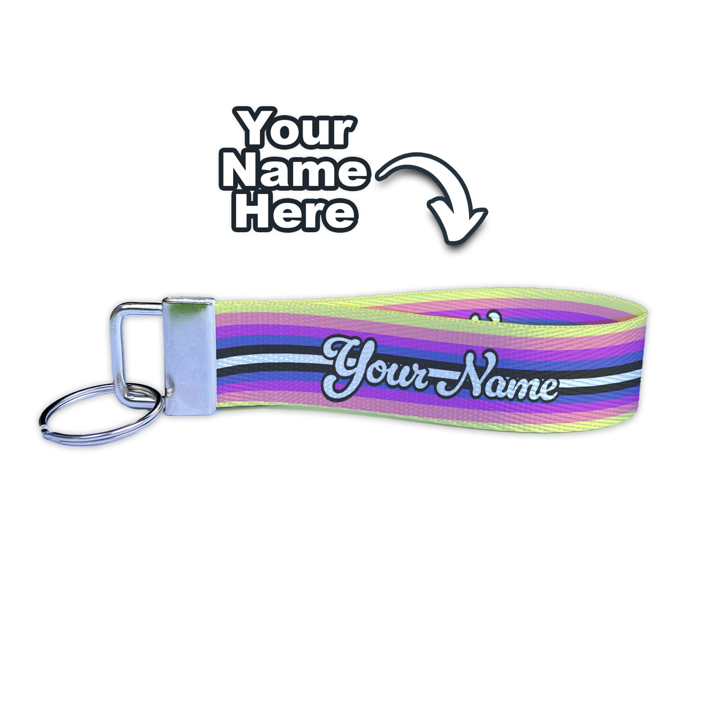 Amicagender Alternative Flag Personalized Name Nylon Key Fob - Custom Wristlet Keychain