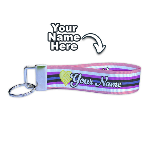 Amicagender Flag Personalized Name Nylon Key Fob - Custom Wristlet Keychain