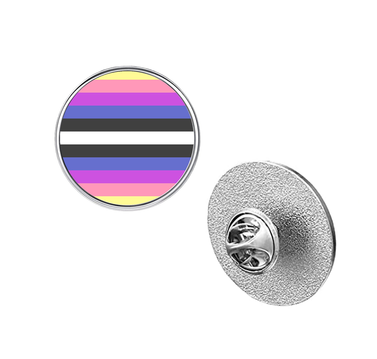 LGBT Pride Flag Pinback Button – Metal Lapel Pin in Circle, Heart or Square