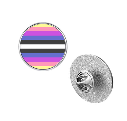 LGBT Pride Flag Pinback Button – Metal Lapel Pin in Circle, Heart or Square