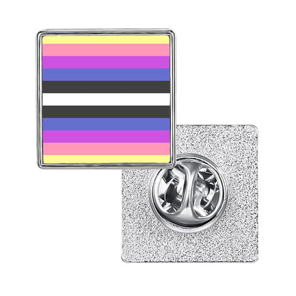 LGBT Pride Flag Pinback Button – Metal Lapel Pin in Circle, Heart or Square