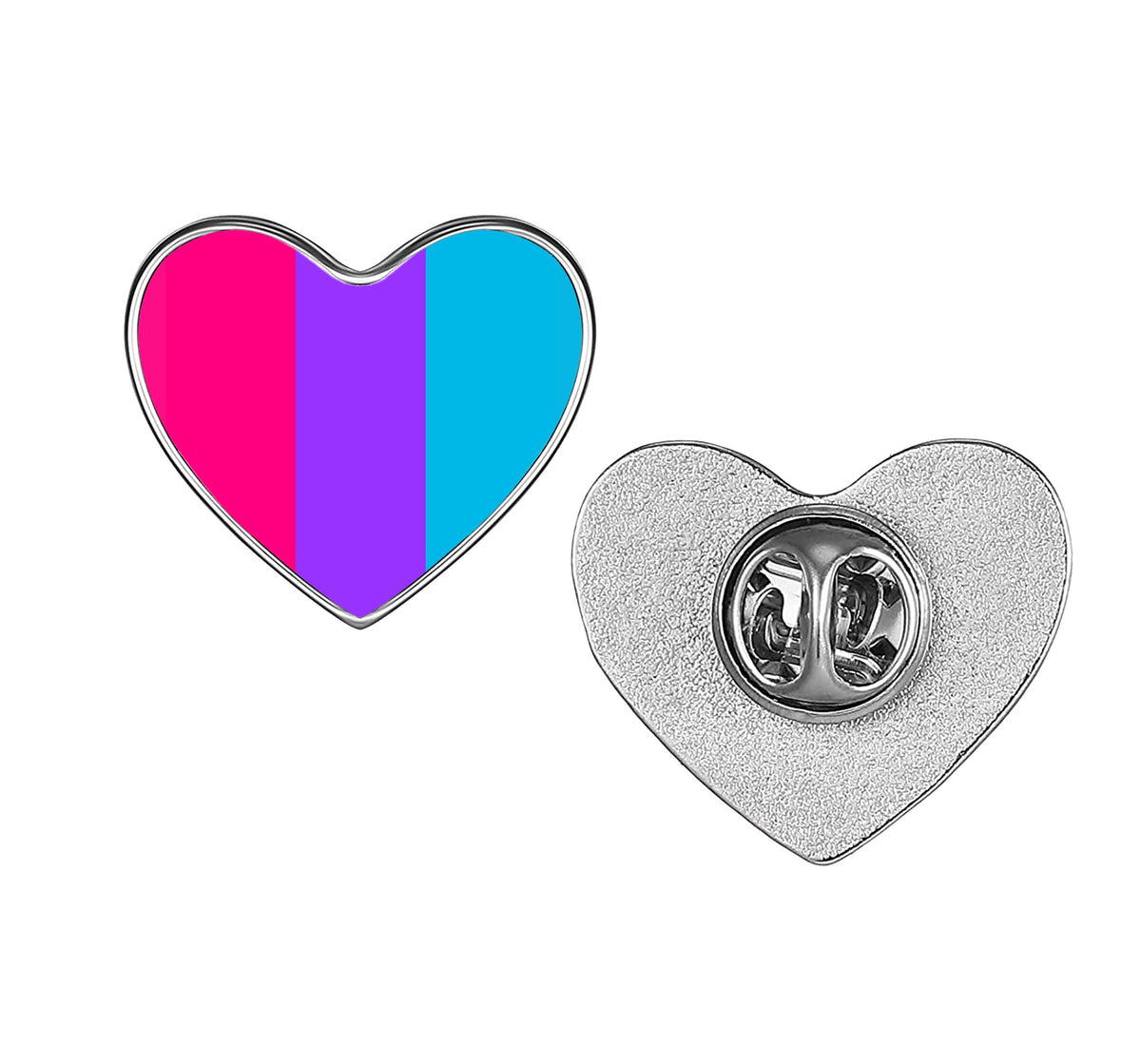 LGBT Pride Flag Pinback Button – Metal Lapel Pin in Circle, Heart or Square