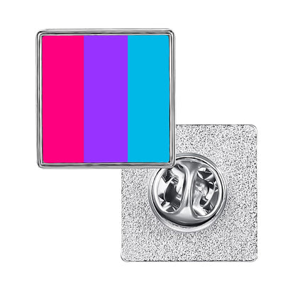 LGBT Pride Flag Pinback Button – Metal Lapel Pin in Circle, Heart or Square