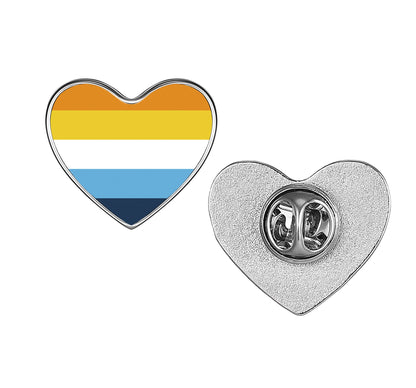 LGBT Pride Flag Pinback Button – Metal Lapel Pin in Circle, Heart or Square
