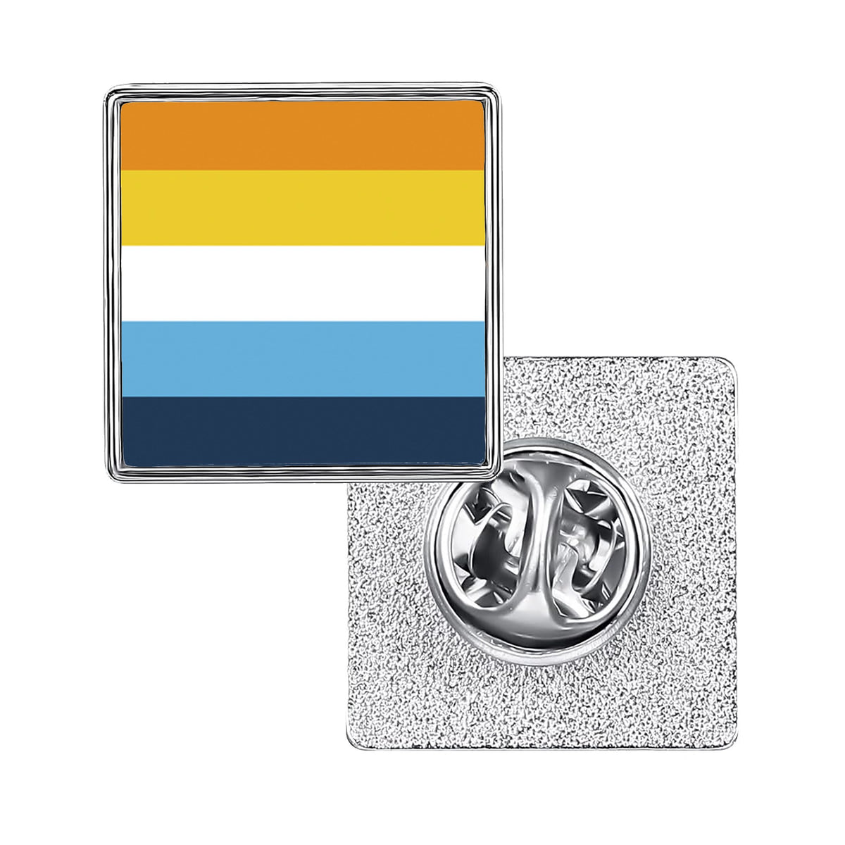 LGBT Pride Flag Pinback Button – Metal Lapel Pin in Circle, Heart or Square