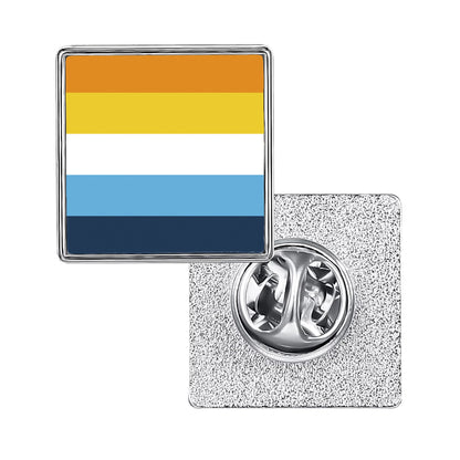 LGBT Pride Flag Pinback Button – Metal Lapel Pin in Circle, Heart or Square
