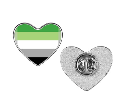 LGBT Pride Flag Pinback Button – Metal Lapel Pin in Circle, Heart or Square