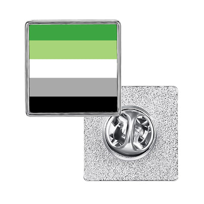 LGBT Pride Flag Pinback Button – Metal Lapel Pin in Circle, Heart or Square