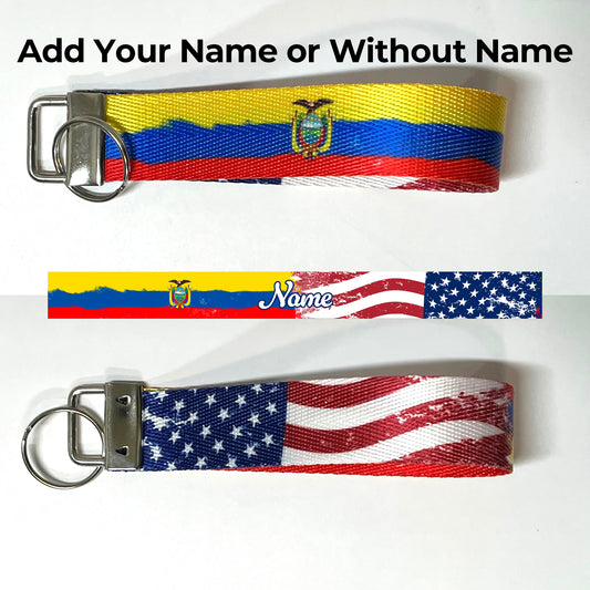 Artistic Educador America Flag Personalized Name Nylon Key Fob - Custom Wristlet Keychain
