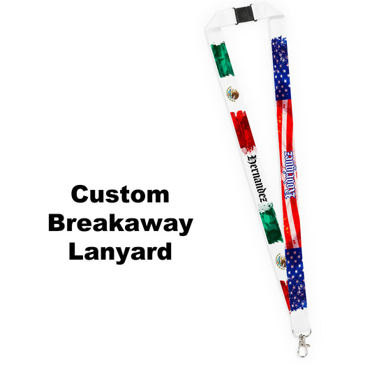 Artistic Mexican American Personalized Name Lanyard