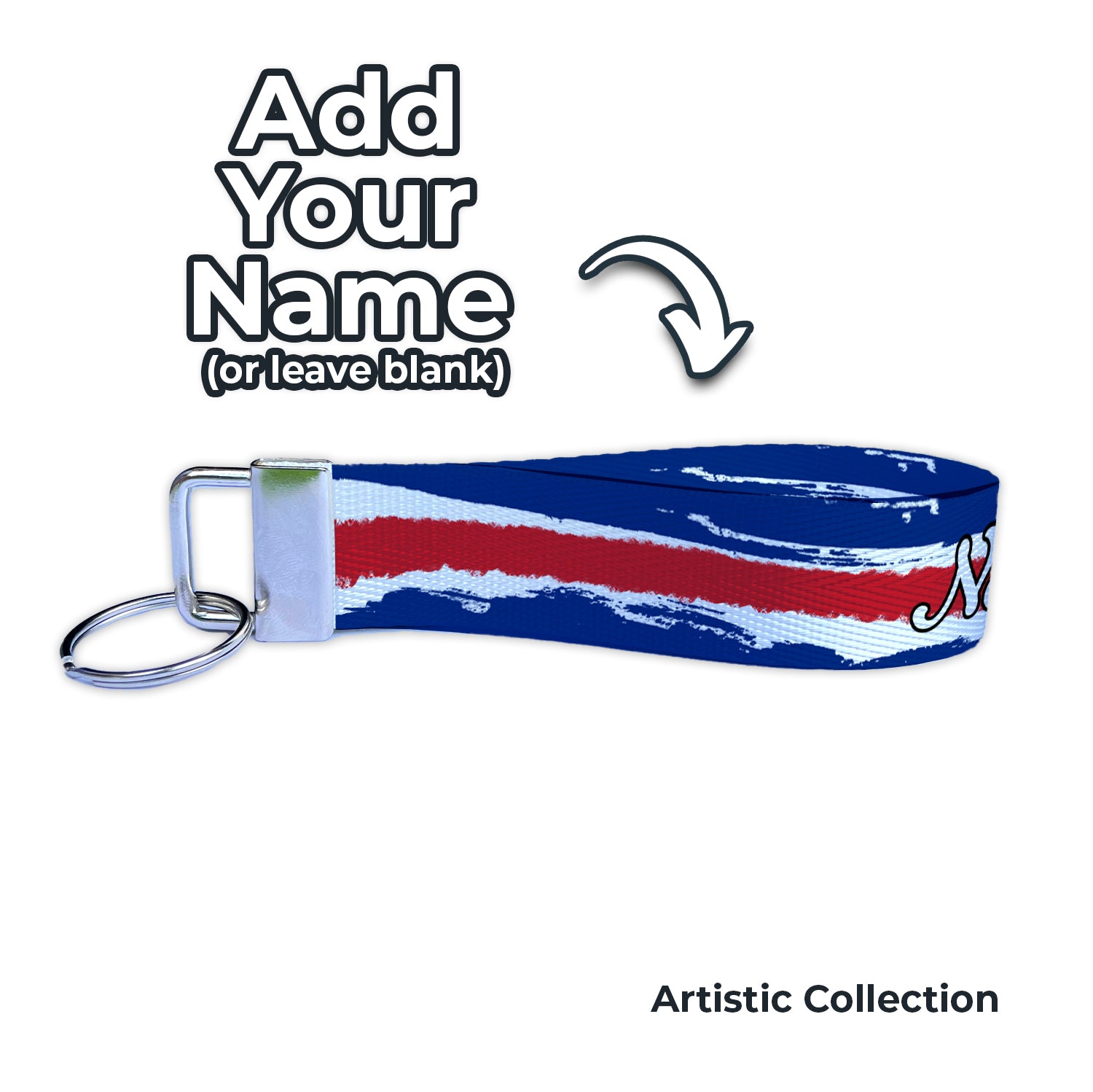 Artistic Costa Rica Flag Personalized Name Nylon Key Fob - Custom Wristlet Keychain