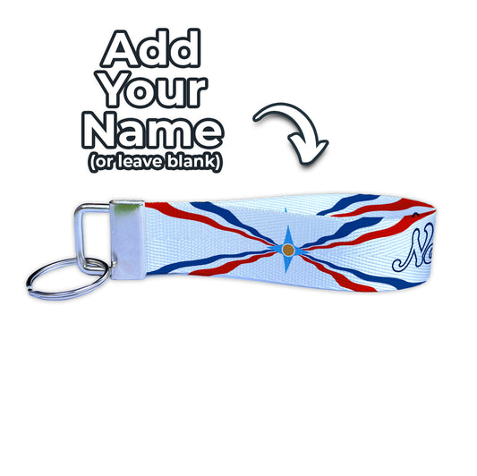 Assyrian Flag Personalized Name Nylon Key Fob - Custom Wristlet Keychain