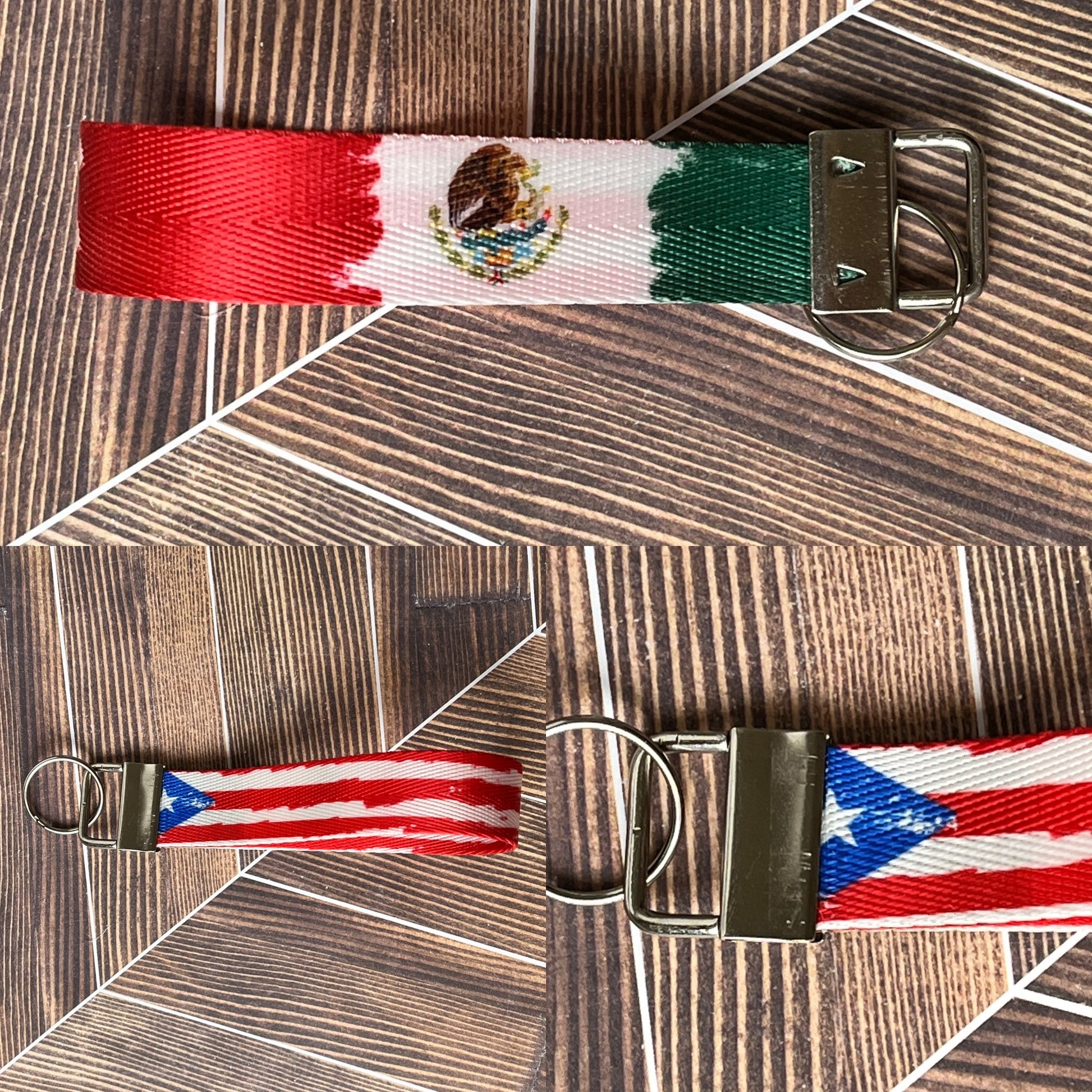 Imperfect Puerto Rican Mexican Flag Nylon Keychain Key Fob - Clearanced