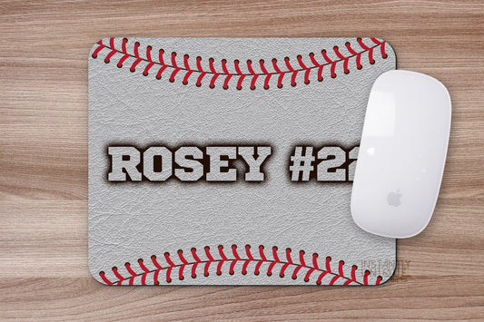Baseball Faux Leather Look Personalized Add Your Name Mouse Pad