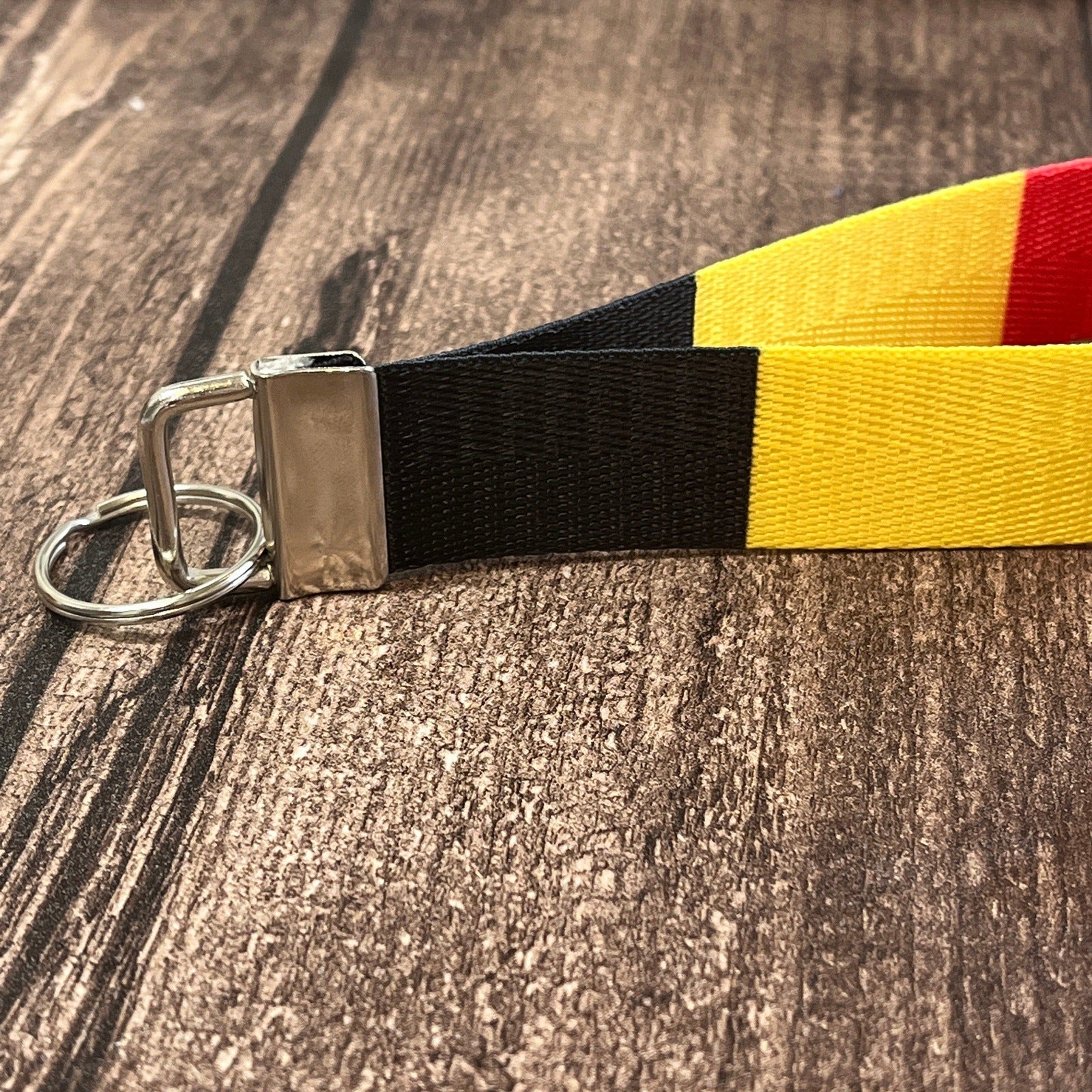Belgium Flag Personalized Name Nylon Key Fob - Custom Wristlet Keychain