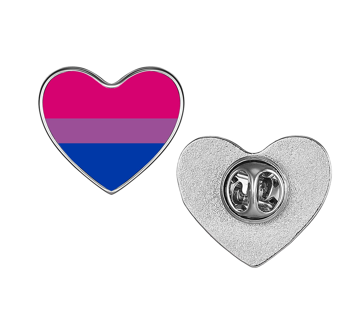 LGBT Pride Flag Pinback Button – Metal Lapel Pin in Circle, Heart or Square