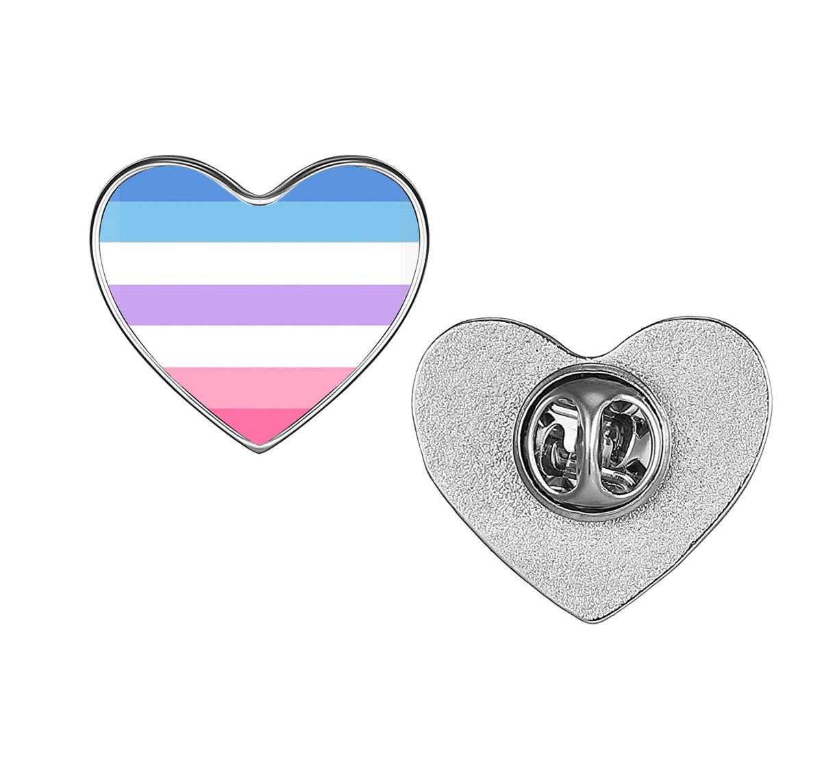 LGBT Pride Flag Pinback Button – Metal Lapel Pin in Circle, Heart or Square