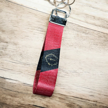 Black American Heritage Flag Personalized Name Nylon Key Fob - Custom Wristlet Keychain