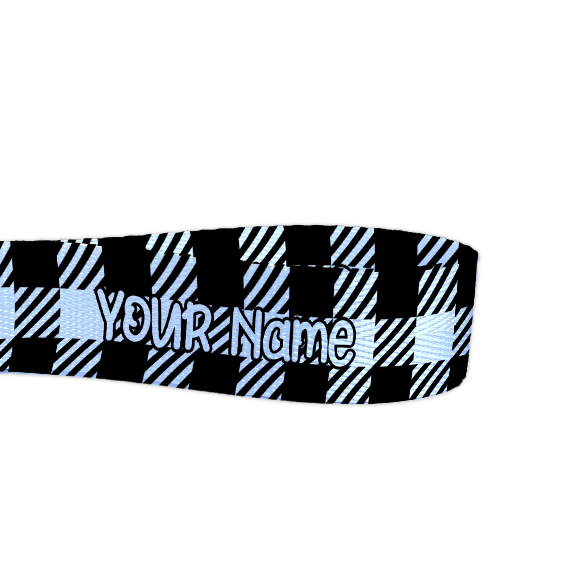 Black and White Plaid Gingham Checkered Pattern - Fall Vibes Personalized Nylon Key Fob - Custom Wristlet Keychain