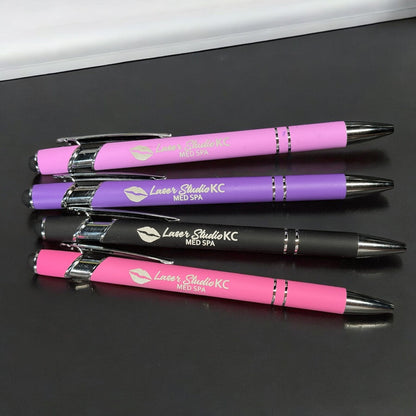 Bulk Custom Engraved Logo Ink Pens with Stylus – Personalized Business Promotional Pens