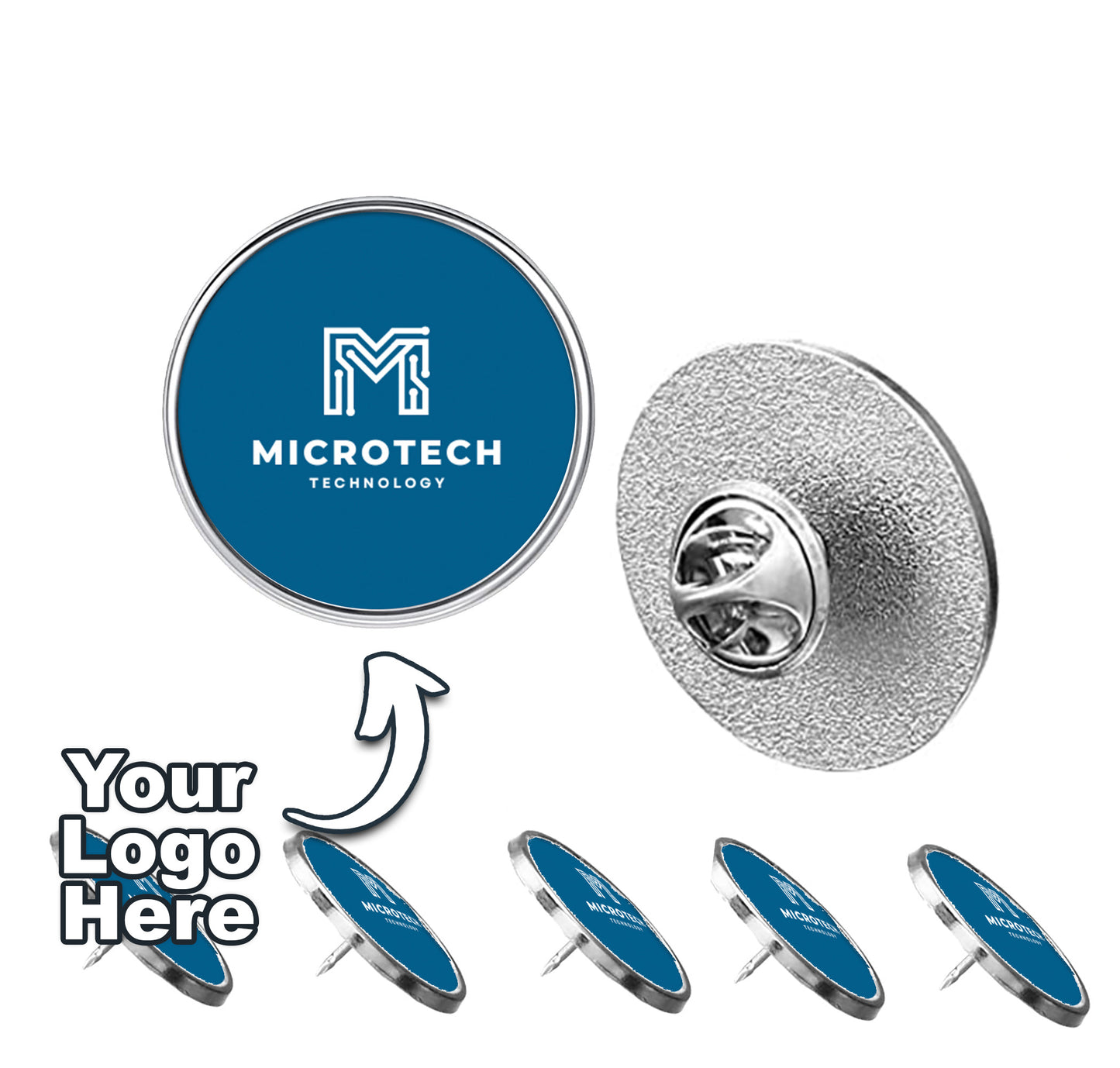 Custom Business Logo Metal Circle Pin Buttons - Bulk Discounts Available