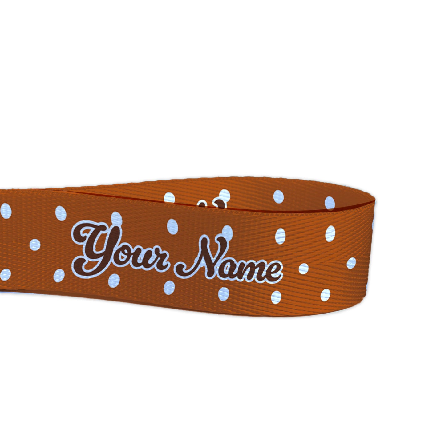 Burnt Orange Fall Polka Dots Personalized Name Nylon Key Fob - Custom Wristlet Keychain