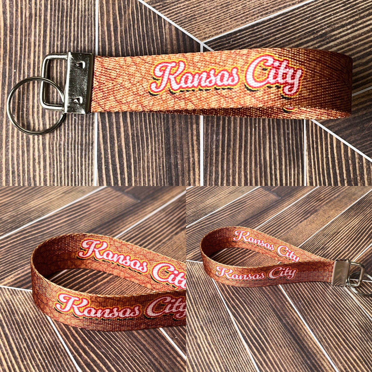 Kansas City - Football Theme - Sample Nylon Keychain Key Fob - Clearanced