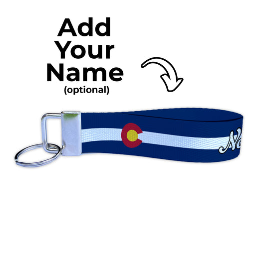 Colorado State Flag Personalized Name Nylon Key Fob - Custom Wristlet Keychain