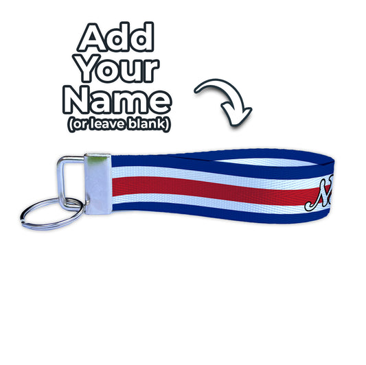 Costa Rica Flag Personalized Name Nylon Key Fob - Custom Wristlet Keychain