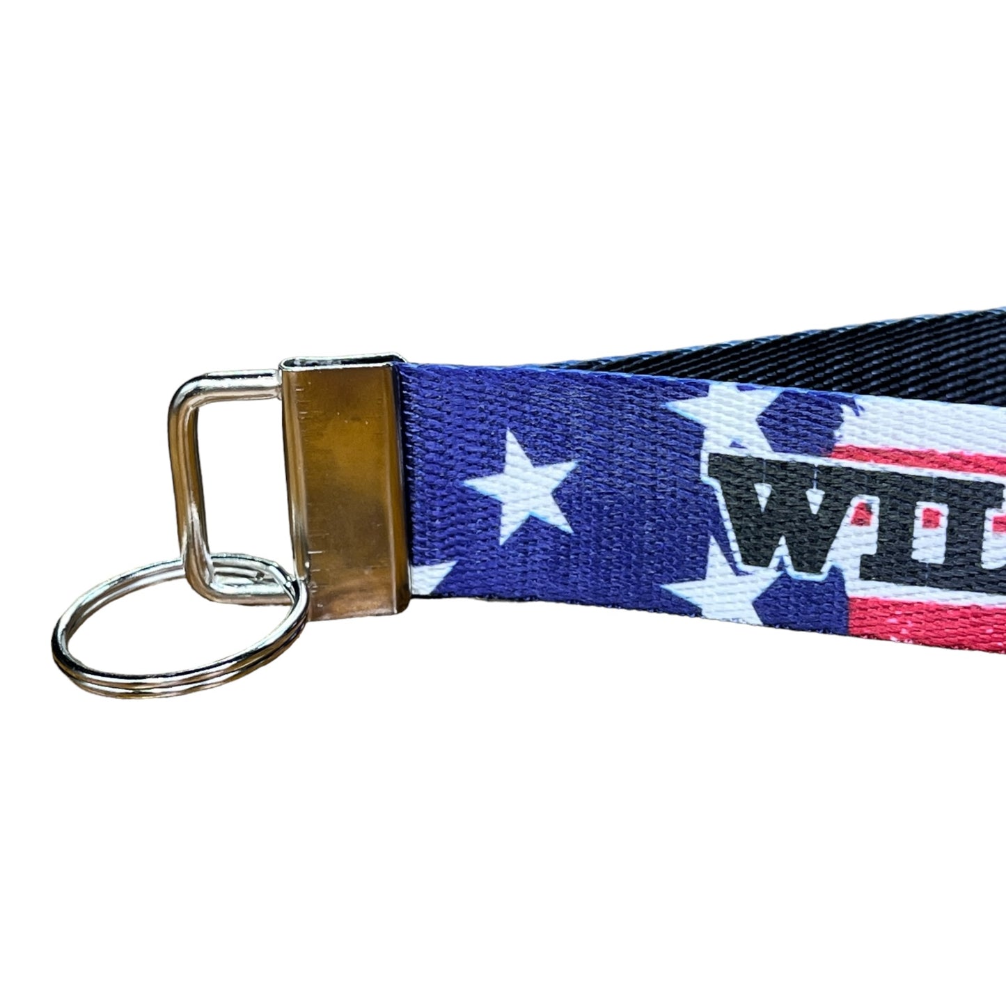 Cowboy American Flag - Personalized Red, White and Blue Nylon Key Fob - Custom Wristlet Keychain