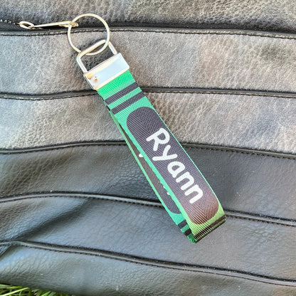 Crayon Colored Personalized Name Nylon Key Fob - Custom Wristlet Keychain