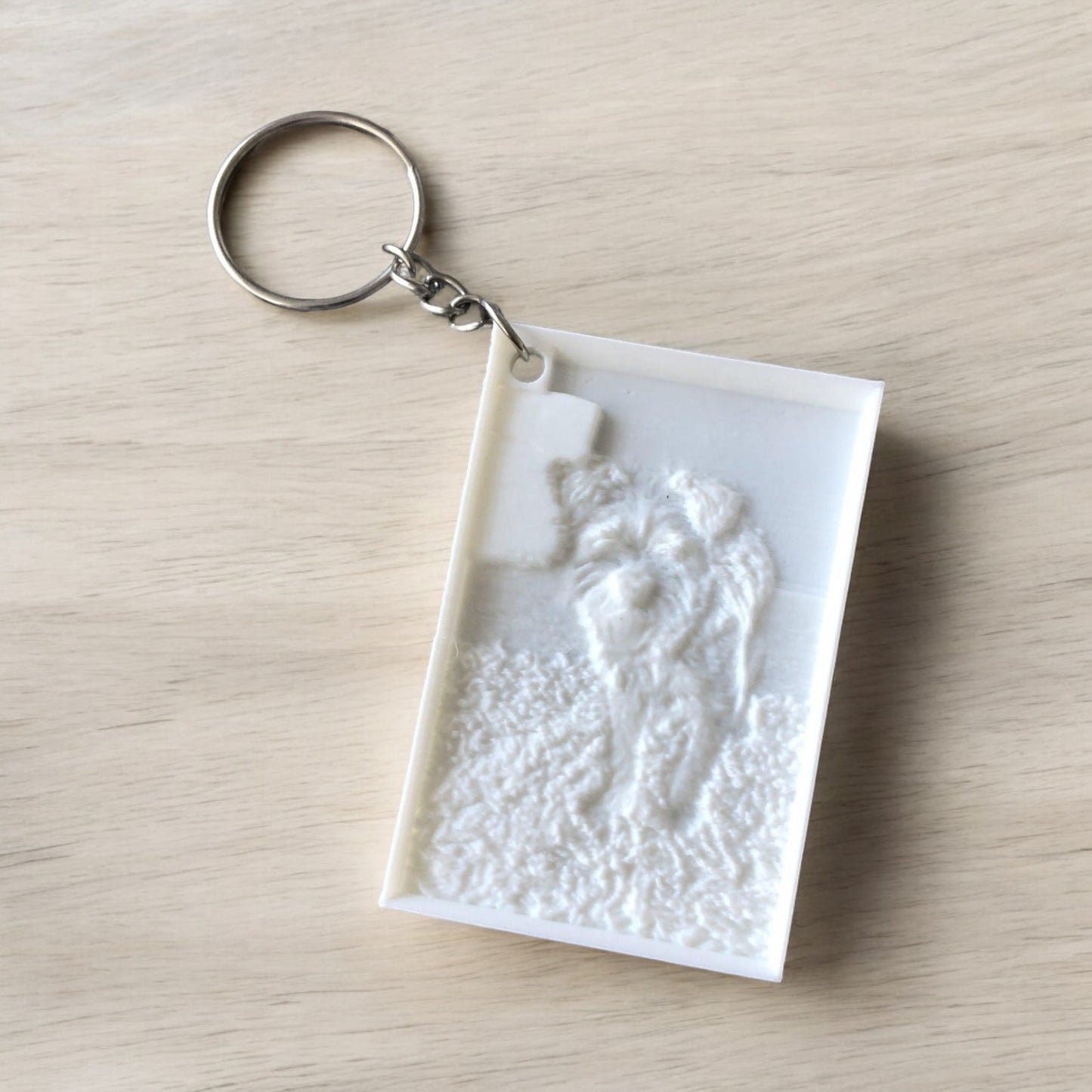 Custom 3D Printed Lithophane Keychain - Unique Personalized Photo Keychain - White PLA Plastic Key Fob