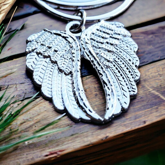 Custom Angel Wing Photo Pendant - Double Sided Picture Rearview Mirror Charm